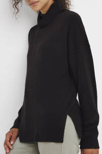 Zwarte dames Simply Be ribgebreide trui van acryl met lange mouwen, col en geribde boorden