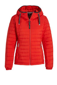 Rode dames Luhta outdoor jas Haltiala van polyamide met lange mouwen, capuchon en ritssluiting