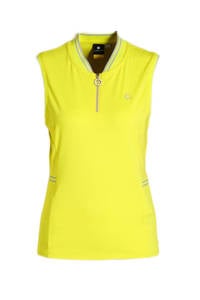Gele dames Luhta T-shirt Heikola van polyester met klassieke kraag en halve rits