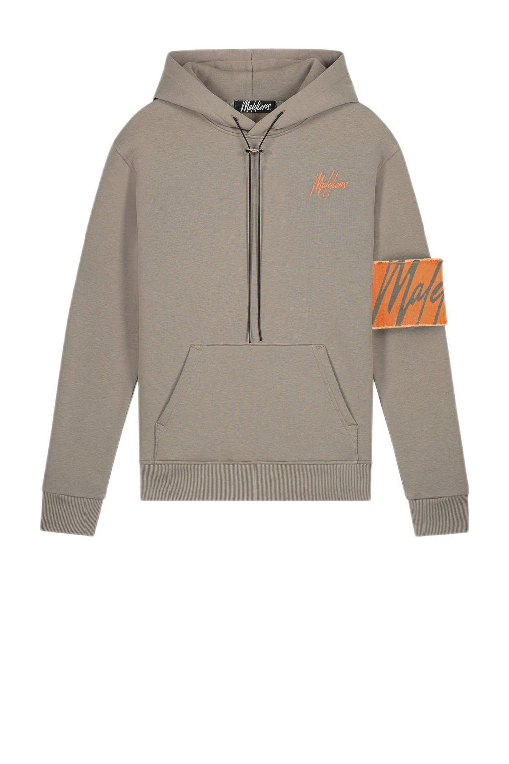 Malelions hoodie met logo taupe/softpeach