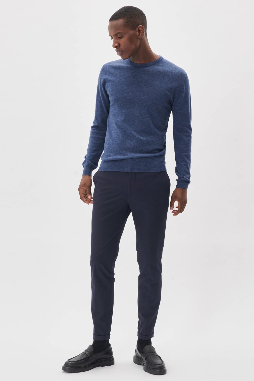 Matinique gemêleerde wollen trui blauw