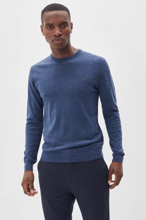 gemêleerde wollen trui blauw