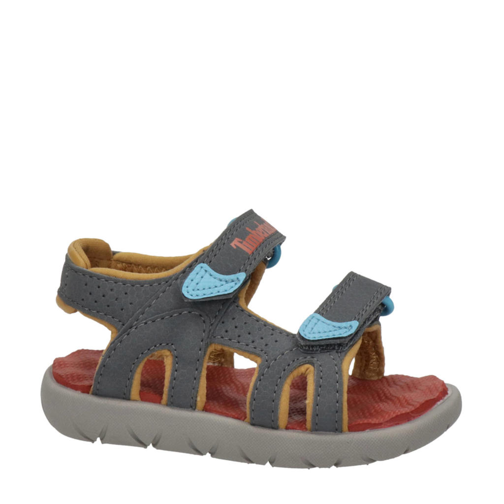 Taupe jongens Timberland Perkins Row sandalen van imitatieleer met klittenband
