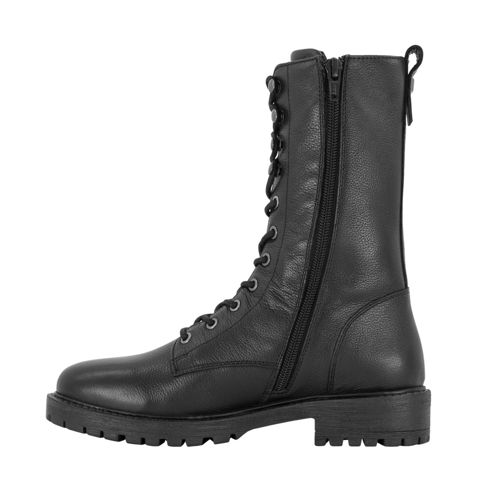 5th Avenue leren veterboots zwart | wehkamp
