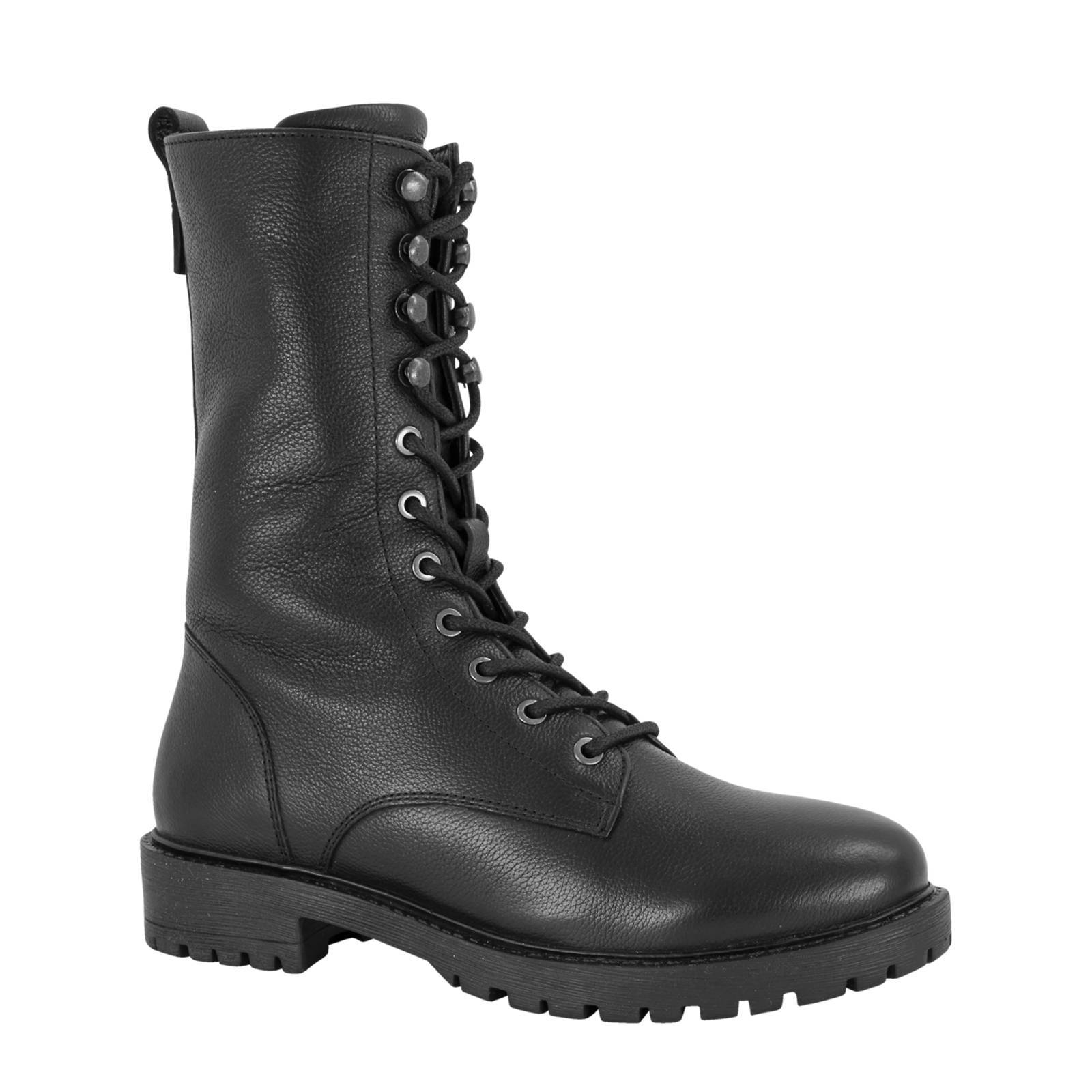 5th Avenue leren veterboots zwart | wehkamp