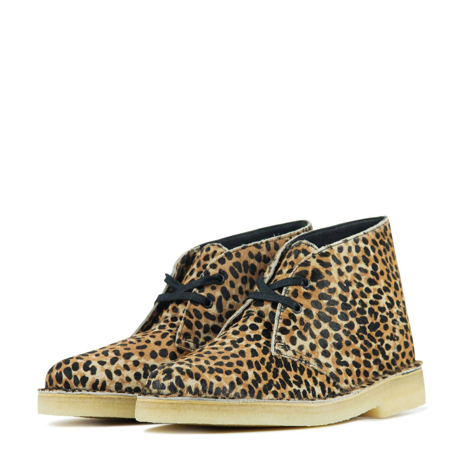 Clarks Originals leren desert boots met panterprint bruin | wehkamp