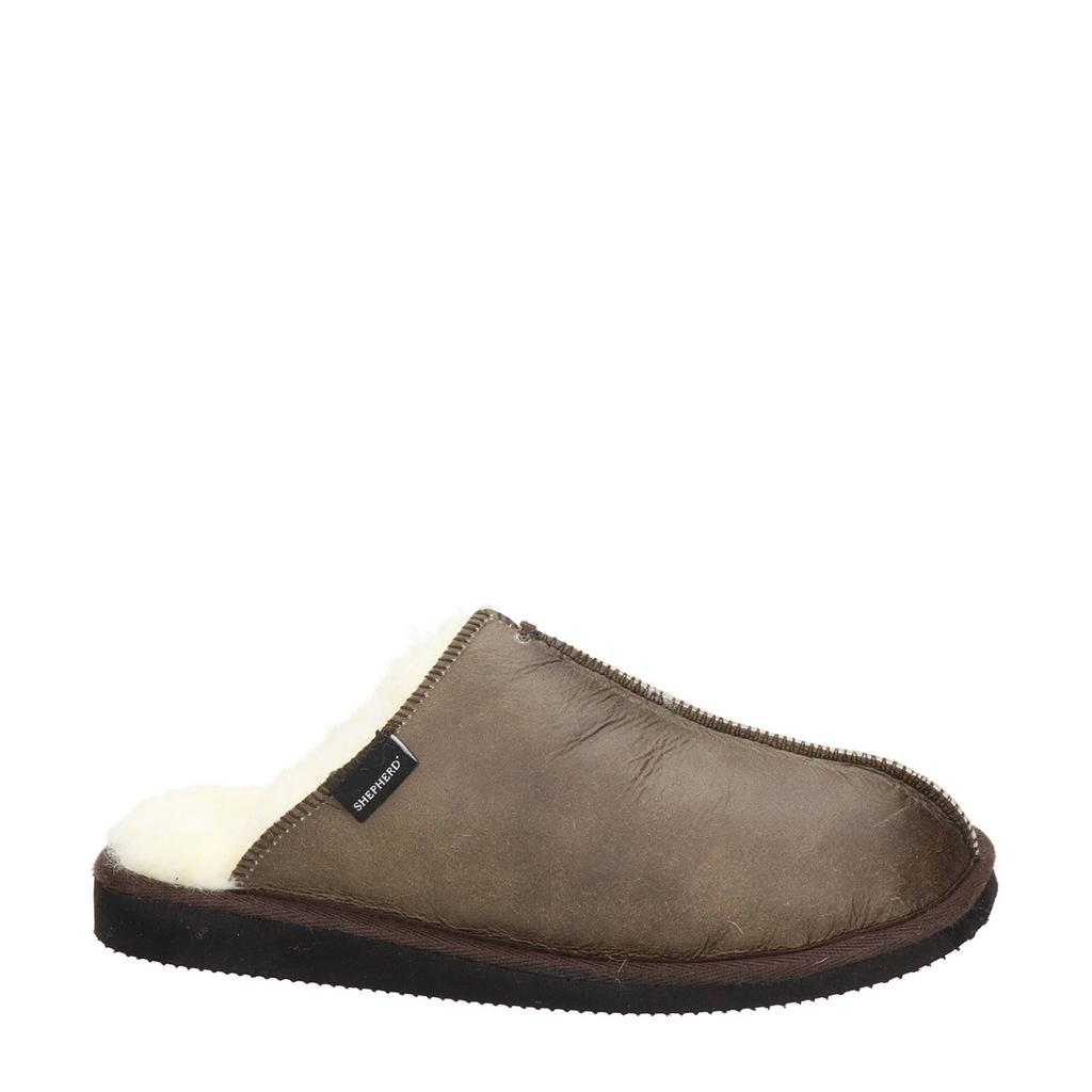Bruine heren Shepherd Hugo leren pantoffels