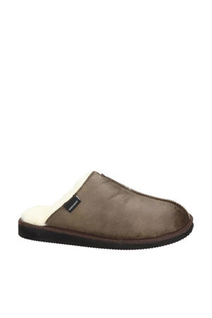 Hugo leren pantoffels bruin