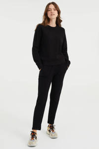 Zwarte dames WE Fashion sweater van viscose met lange mouwen en ronde hals