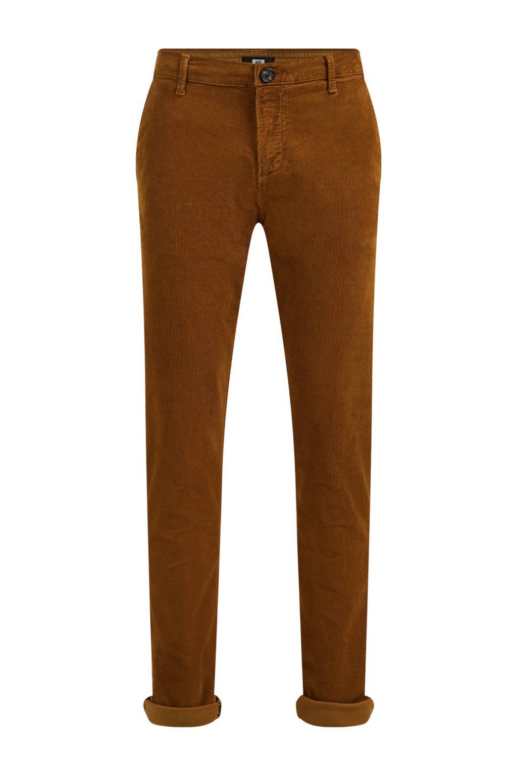 WE Fashion corduroy slim fit broek tabac, Tabac