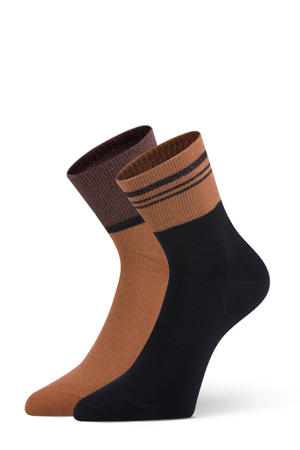 sokken Franca - set van 2 bruin/zwart