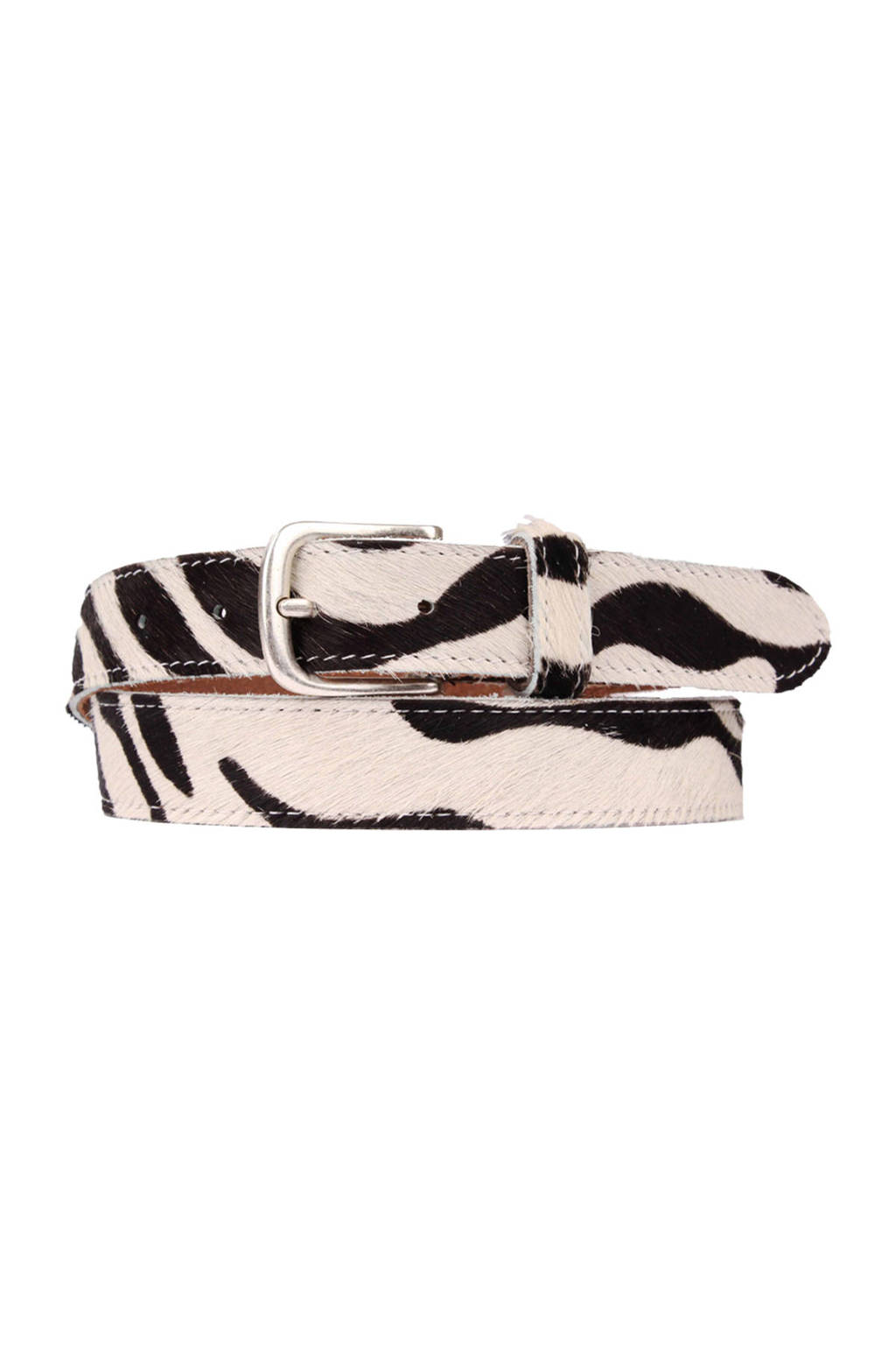 Legend leren riem met zebraprint wit/zwart, Wit/zwart