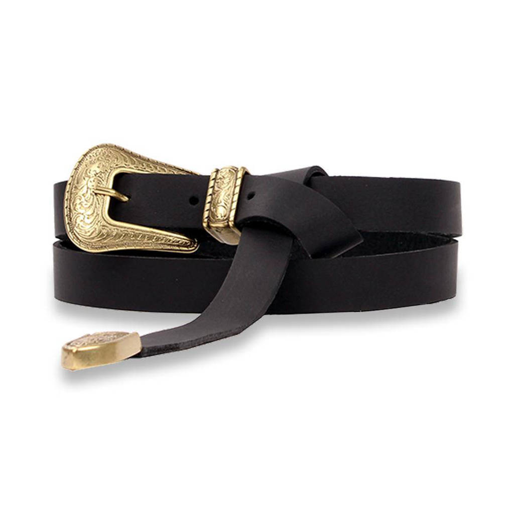Legend leren riem zwart/goud, Zwart/goud