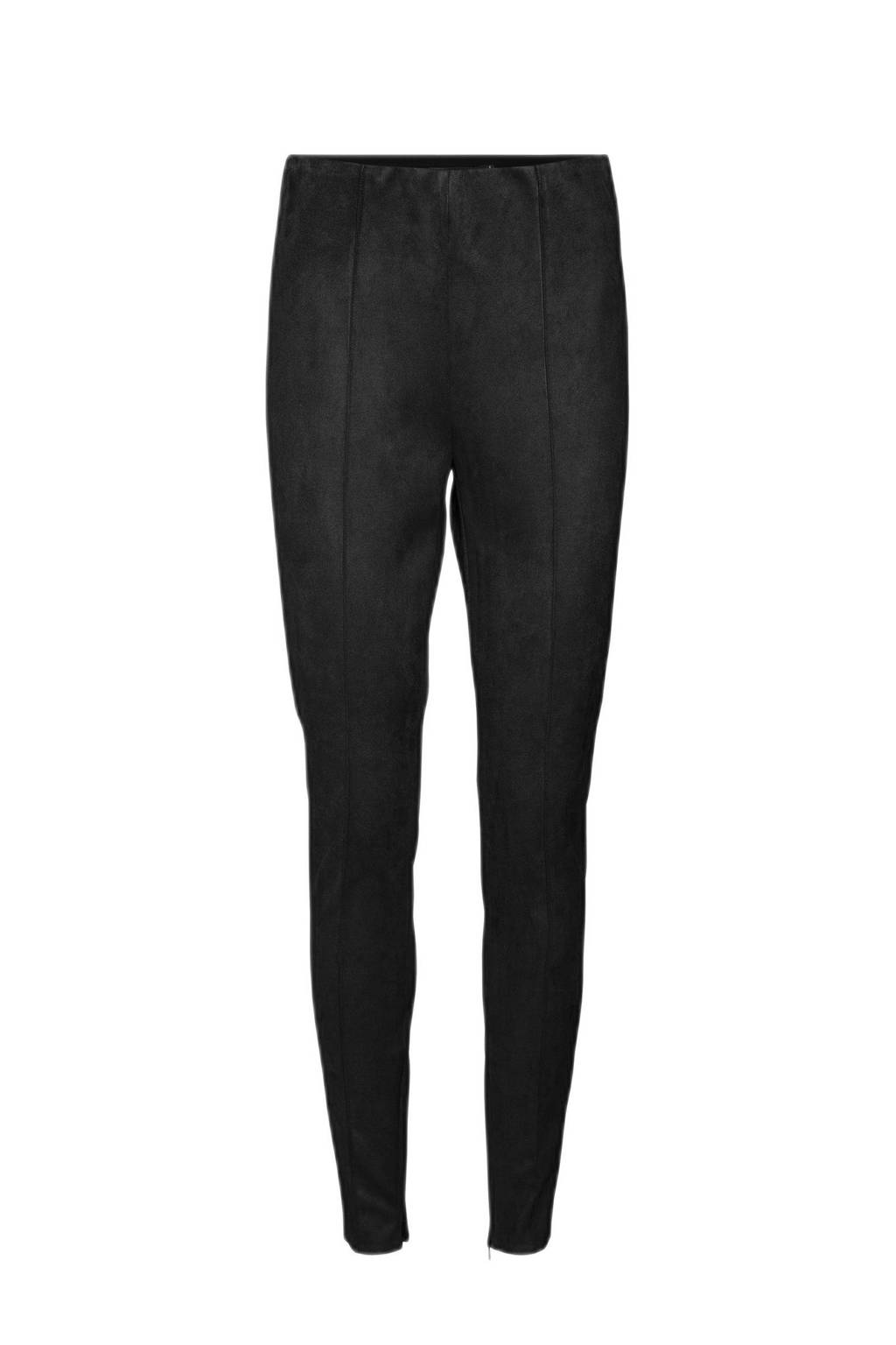 Zwarte dames VERO MODA imitatiesuède legging van gerecycled polyester met skinny fit, regular waist en elastische tailleband