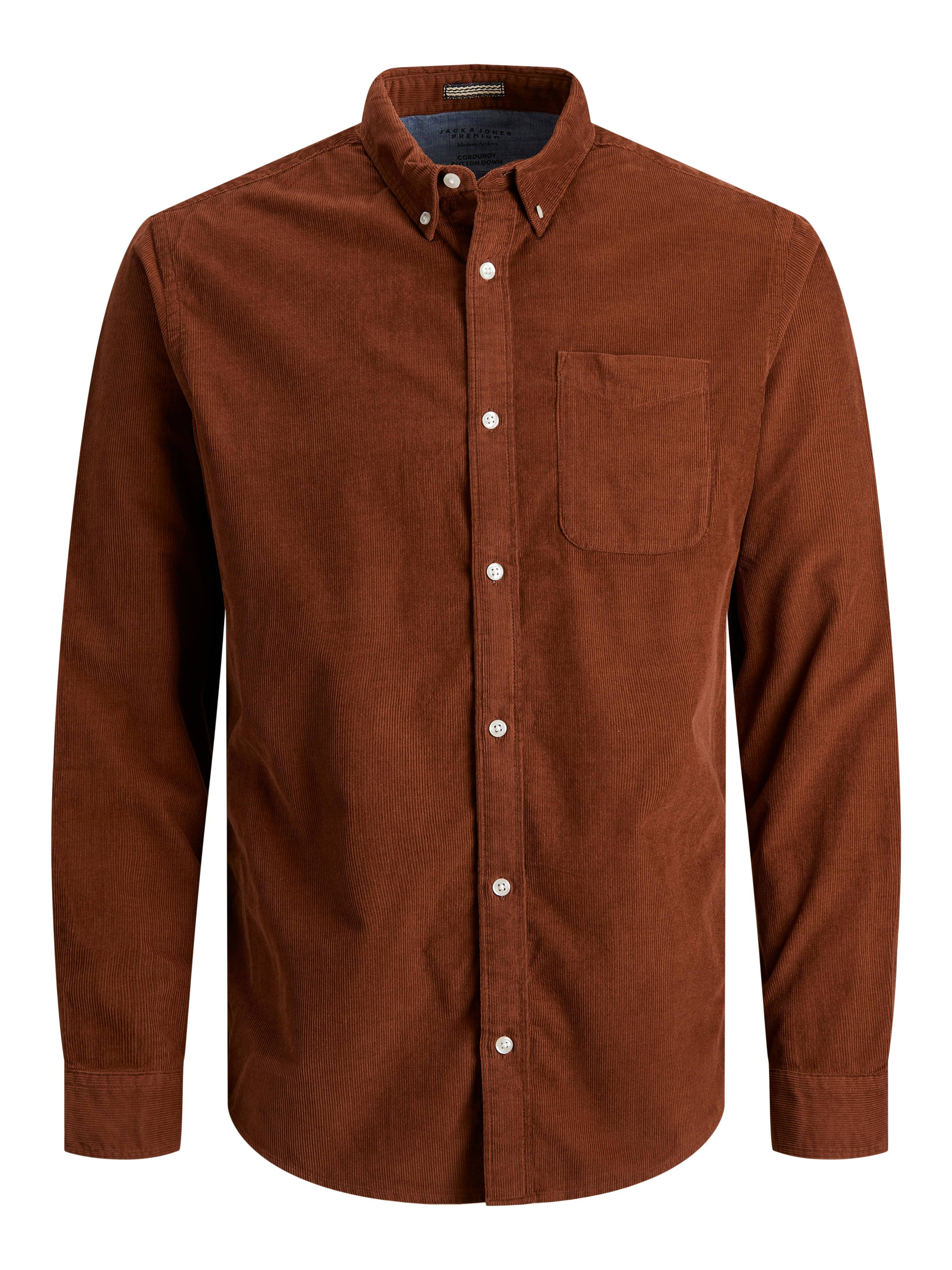 JACK & JONES PREMIUM corduroy slim fit overhemd JPRBLUATLAS CORD sequoia