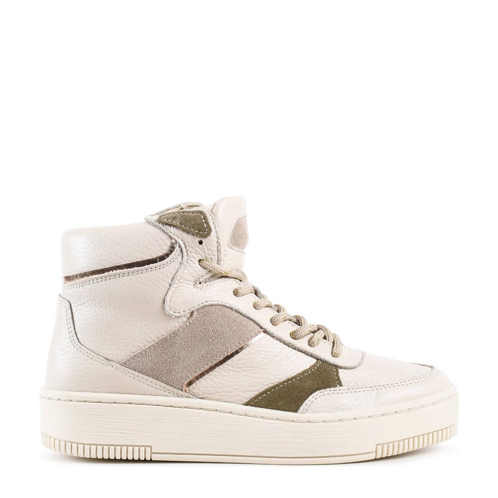 Donkerblauwe hoge sneakers met bruin detail - Heren | MANFIELD