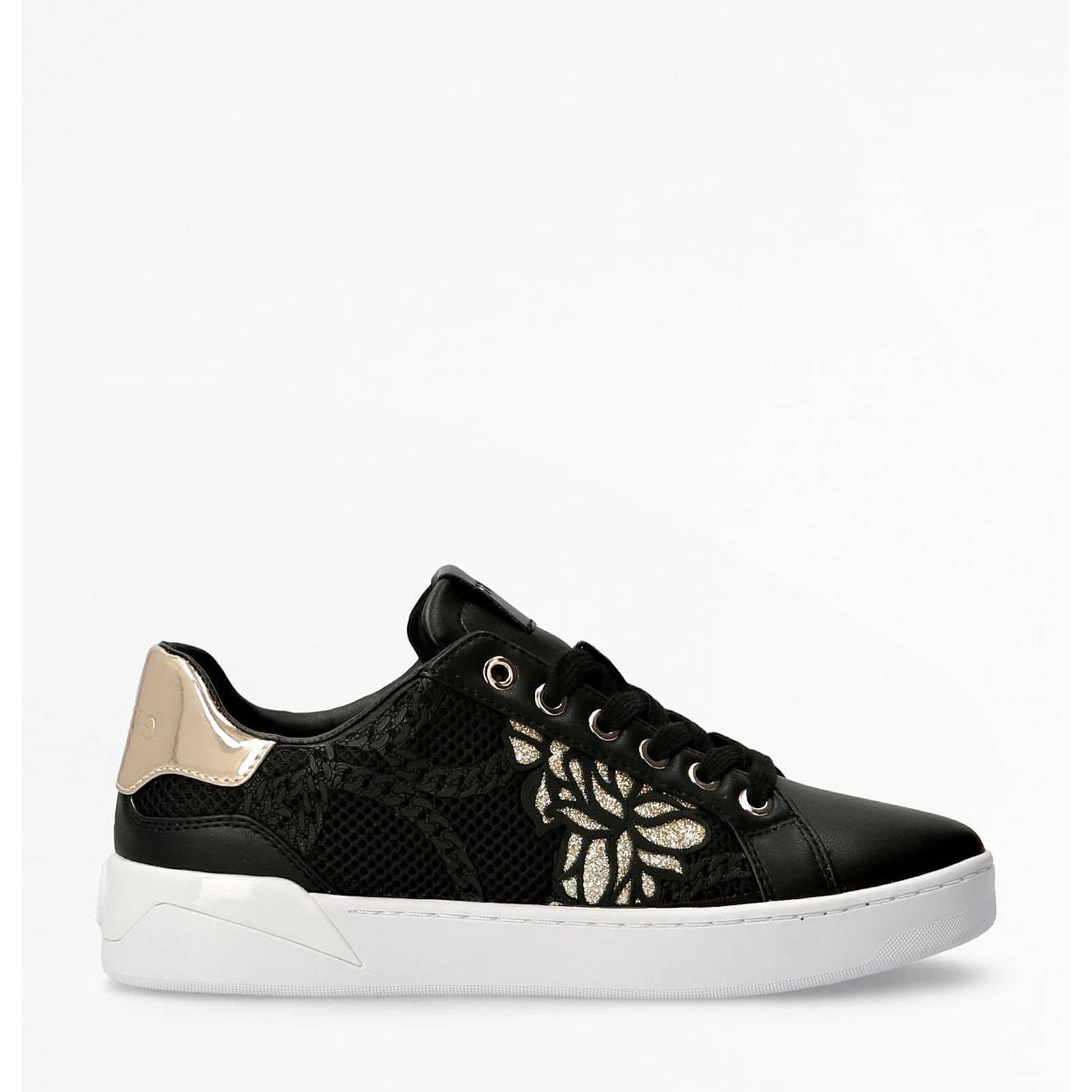 GUESS Refresh sneakers zwart/goud | wehkamp