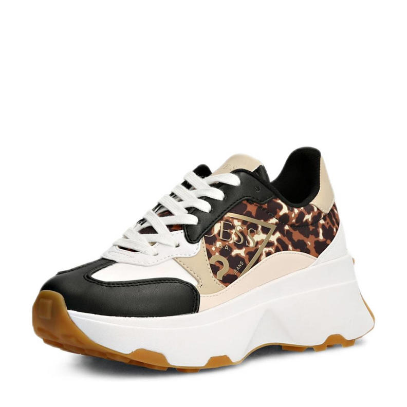 GUESS Calebb sneakers met panterprint zwart/multi wehkamp