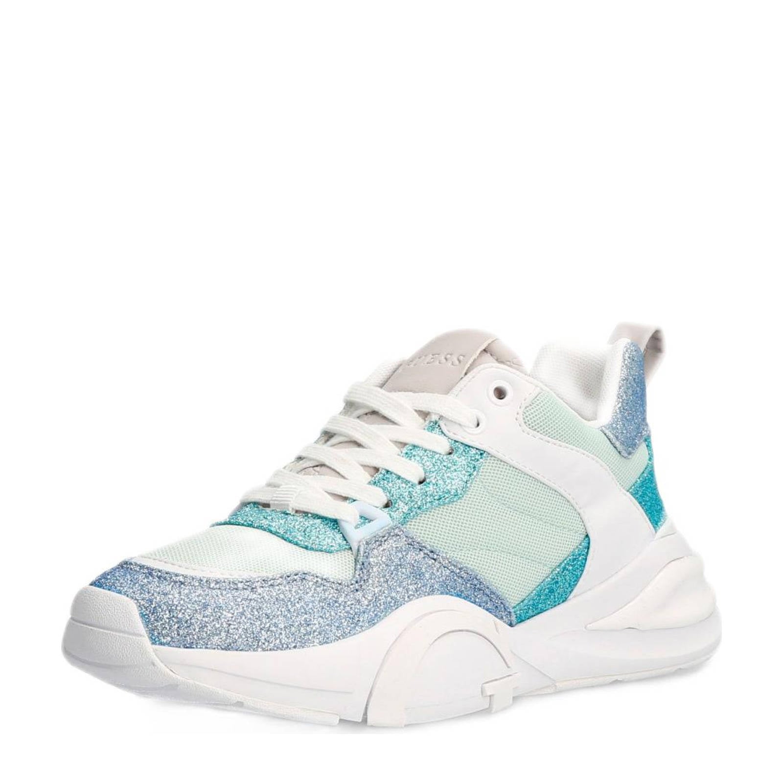 GUESS Bestie chunky sneakers met glitters blauw | wehkamp