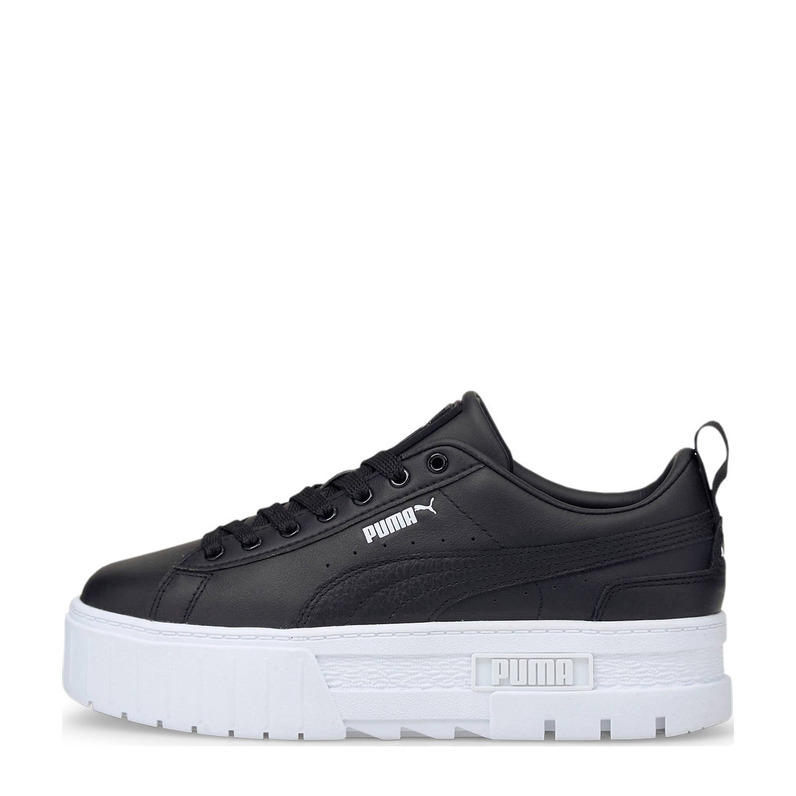 Puma Mayze leren sneakers zwart/wit | wehkamp
