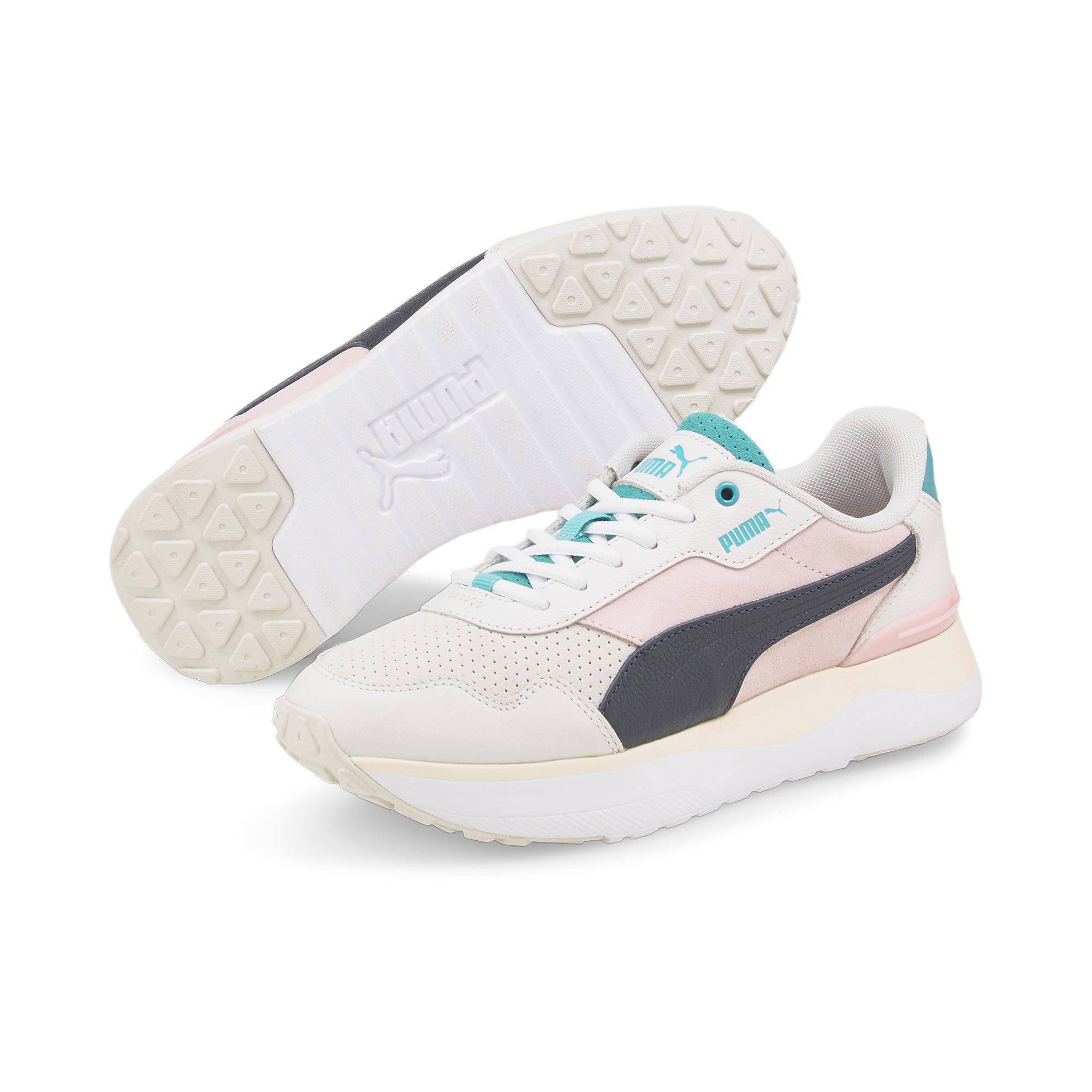 Puma Voyage Premium sneakers beige/donkerbruin/roze/lichtblauw | wehkamp