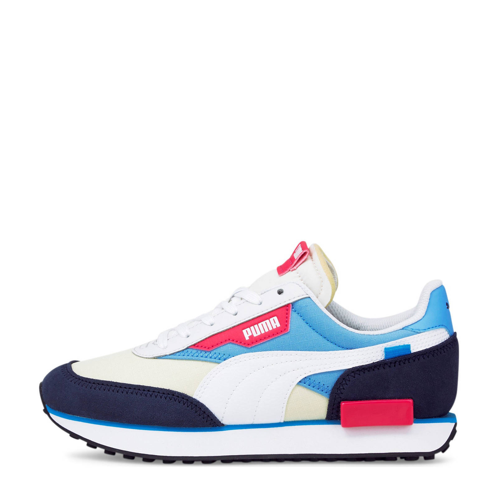 Puma Future Rider Play On sneakers wit/donkerblauw/lichtgeel | wehkamp