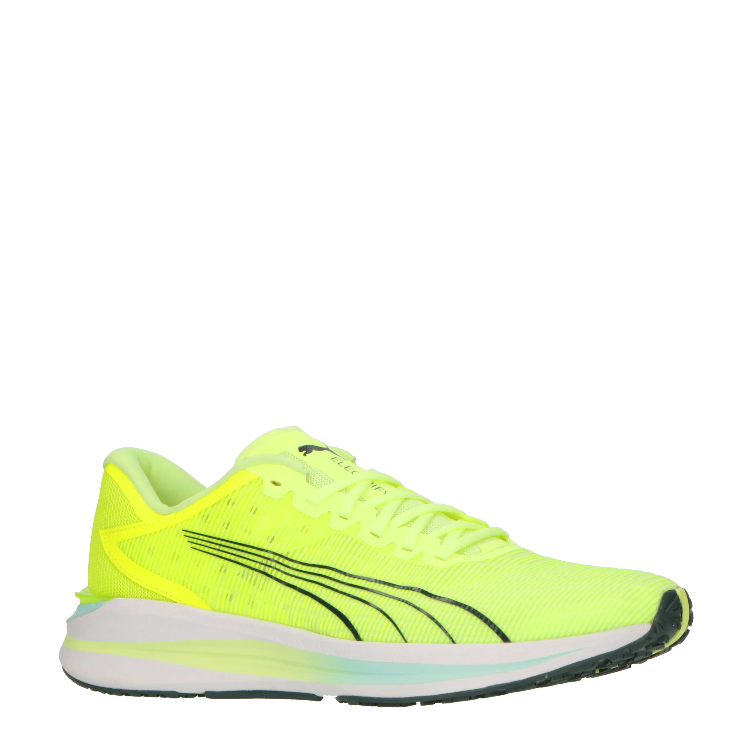Puma Electrify Nitro Turn hardloopschoenen limegroen/wit | wehkamp