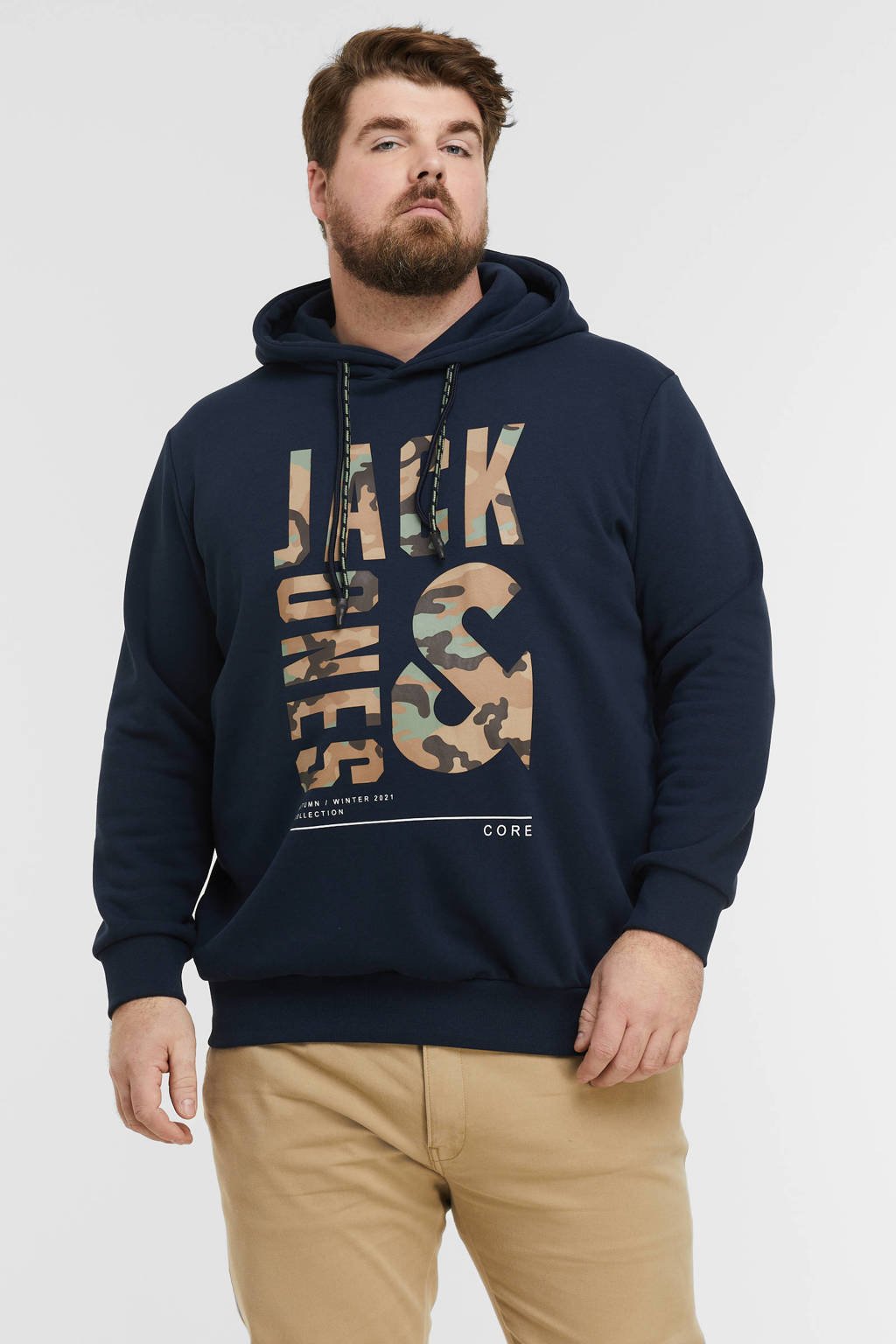 JACK & JONES PLUS SIZE hoodie Plus Size met printopdruk navy blazer, Navy Blazer
