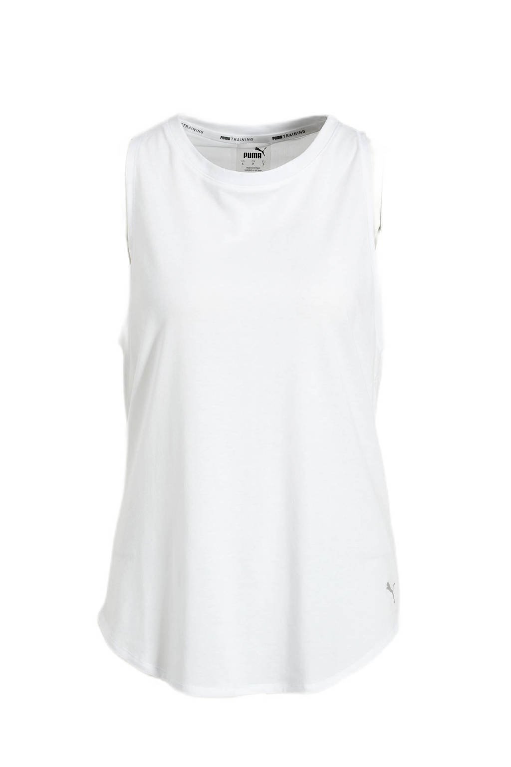 Witte dames Puma sporttop Stardust Crystalline van polyester met meerkleurige print en ronde hals
