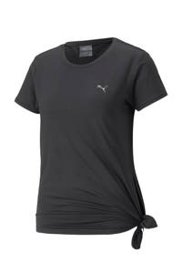 Zwarte dames Puma sport T-shirt van polyester met korte mouwen en ronde hals