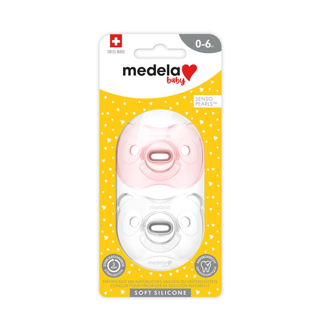 Medela Baby fopspeen Soft Silicone 0-6m soft pink/transp(2 stuks)