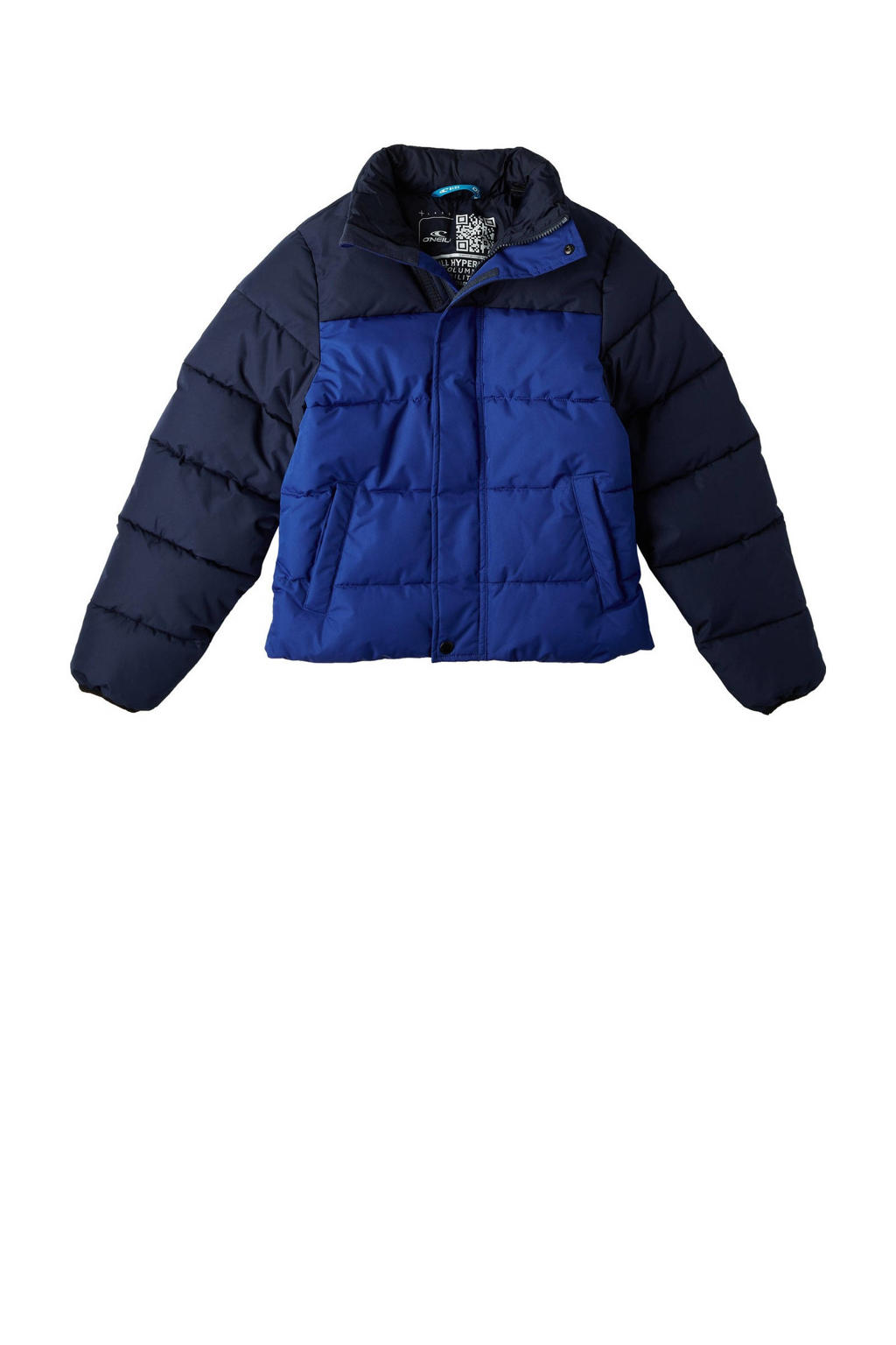 Blauw en donkerblauwe jongens O'Neill outdoor jas Charged van polyester met meerkleurige print, lange mouwen, opstaande kraag en rits- en klittenbandsluiting