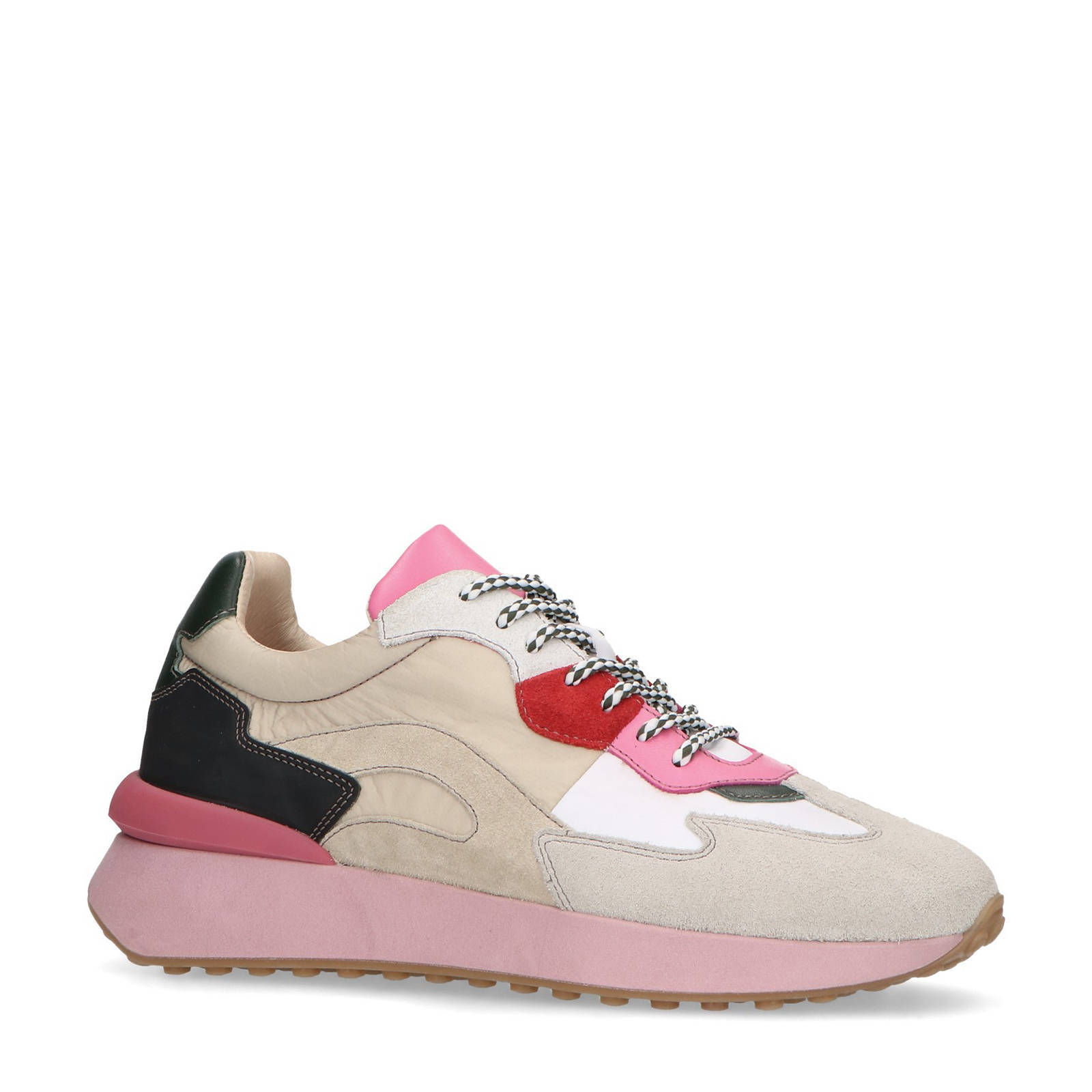 Sacha suède sneakers beige/roze | wehkamp