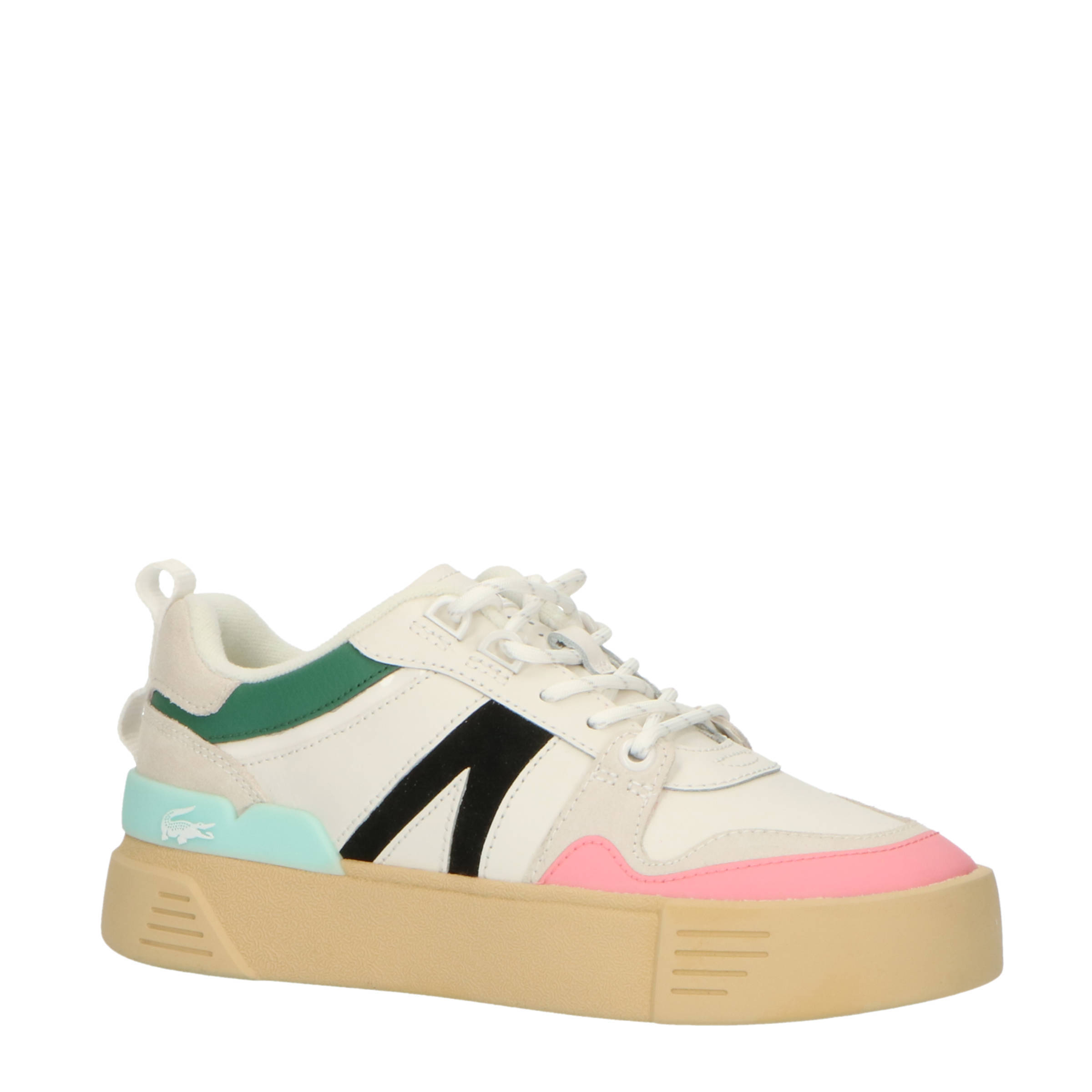 Lacoste L002 sneakers wit/groen/roze | wehkamp