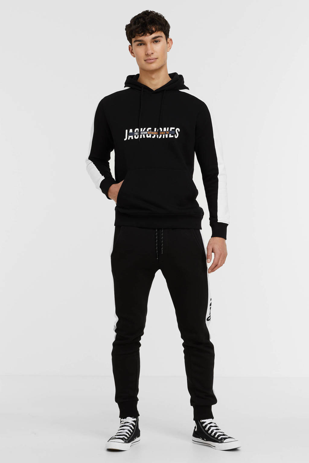 JACK & JONES hoodie JJCUT met contrastbies black, Black