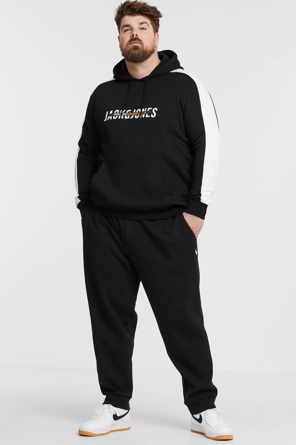 JACK & JONES PLUS SIZE hoodie JJCUT Plus Size met contrastbies black wehkamp