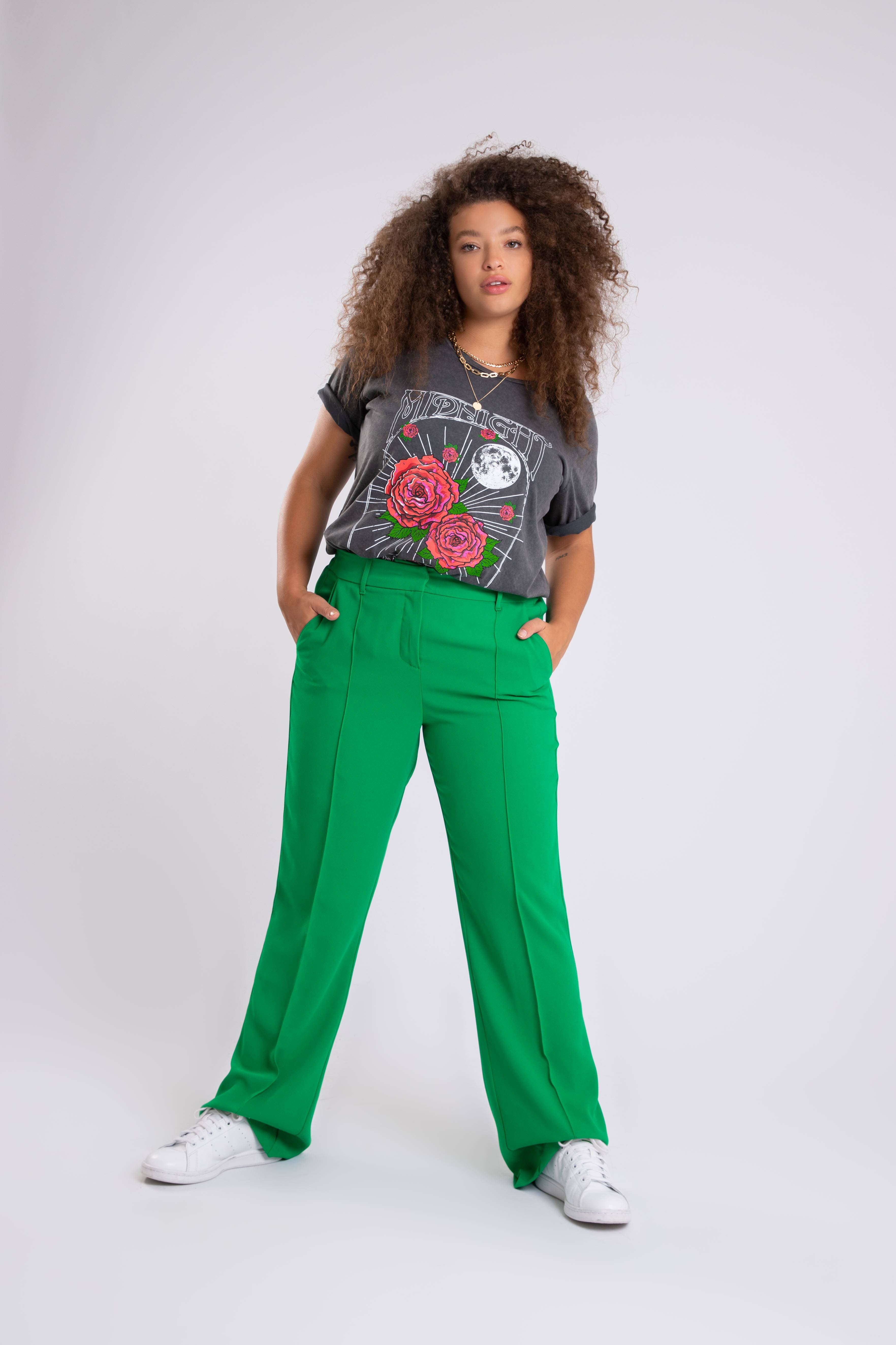 MS Mode flared pantalon groen wehkamp