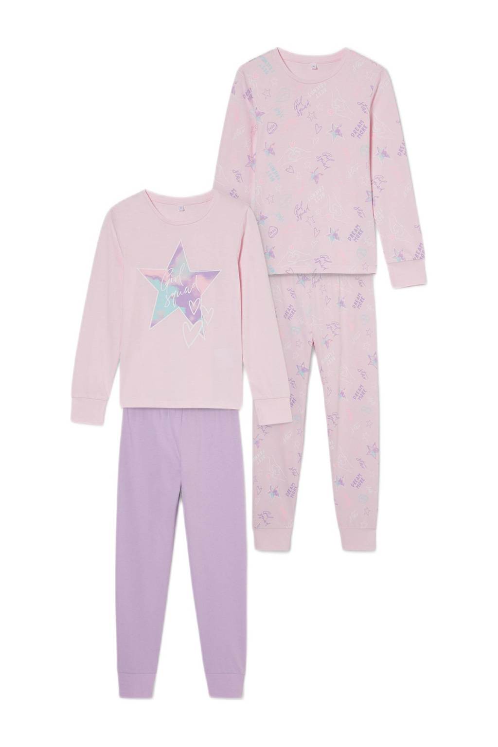 C&A pyjama - set van 2 roze/lila