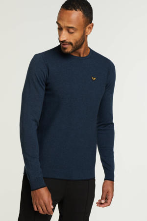 fijngebreide trui met logo 5281 donkerblauw