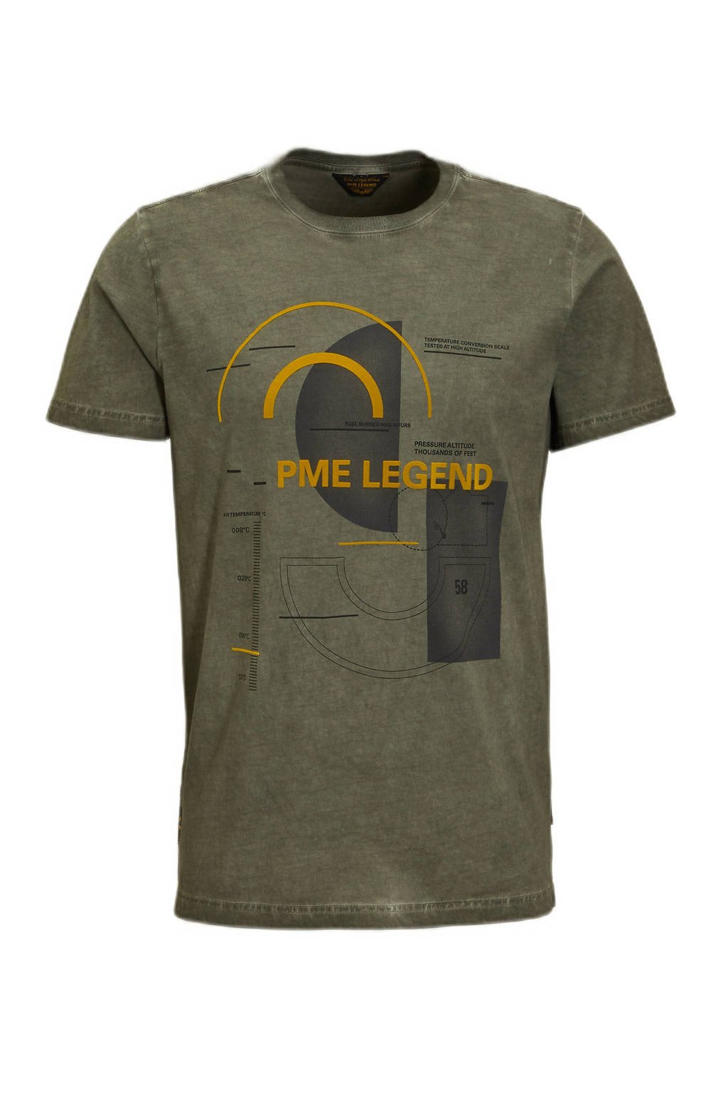 PME Legend T-shirt met printopdruk 6414 dusty olive