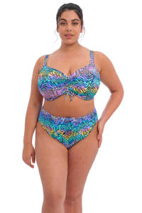 Elomi +size high waist bikinibroekje Electric Savannah met dierenprint blauw/roze/lila