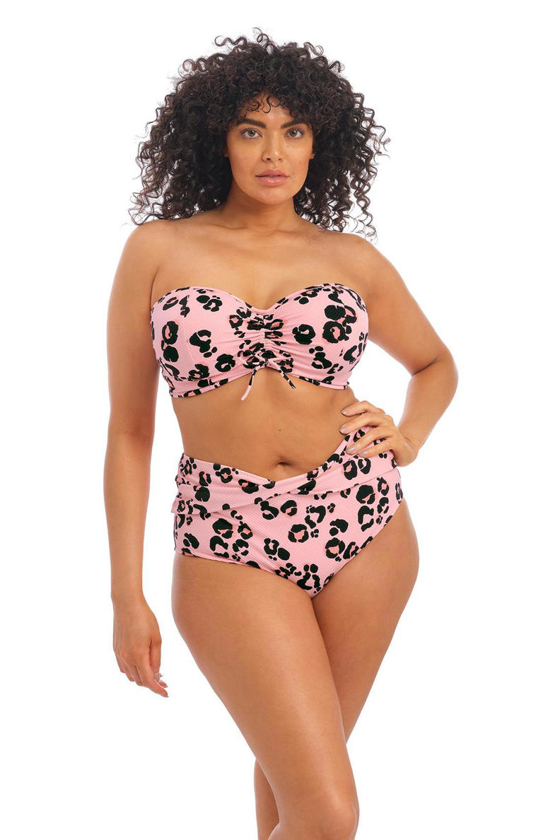 Elomi +size high waist bikinibroekje Kambuku met panterprint roze/zwart