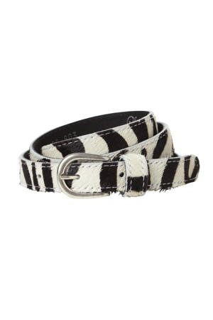 leren riem zebraprint zwart/wit