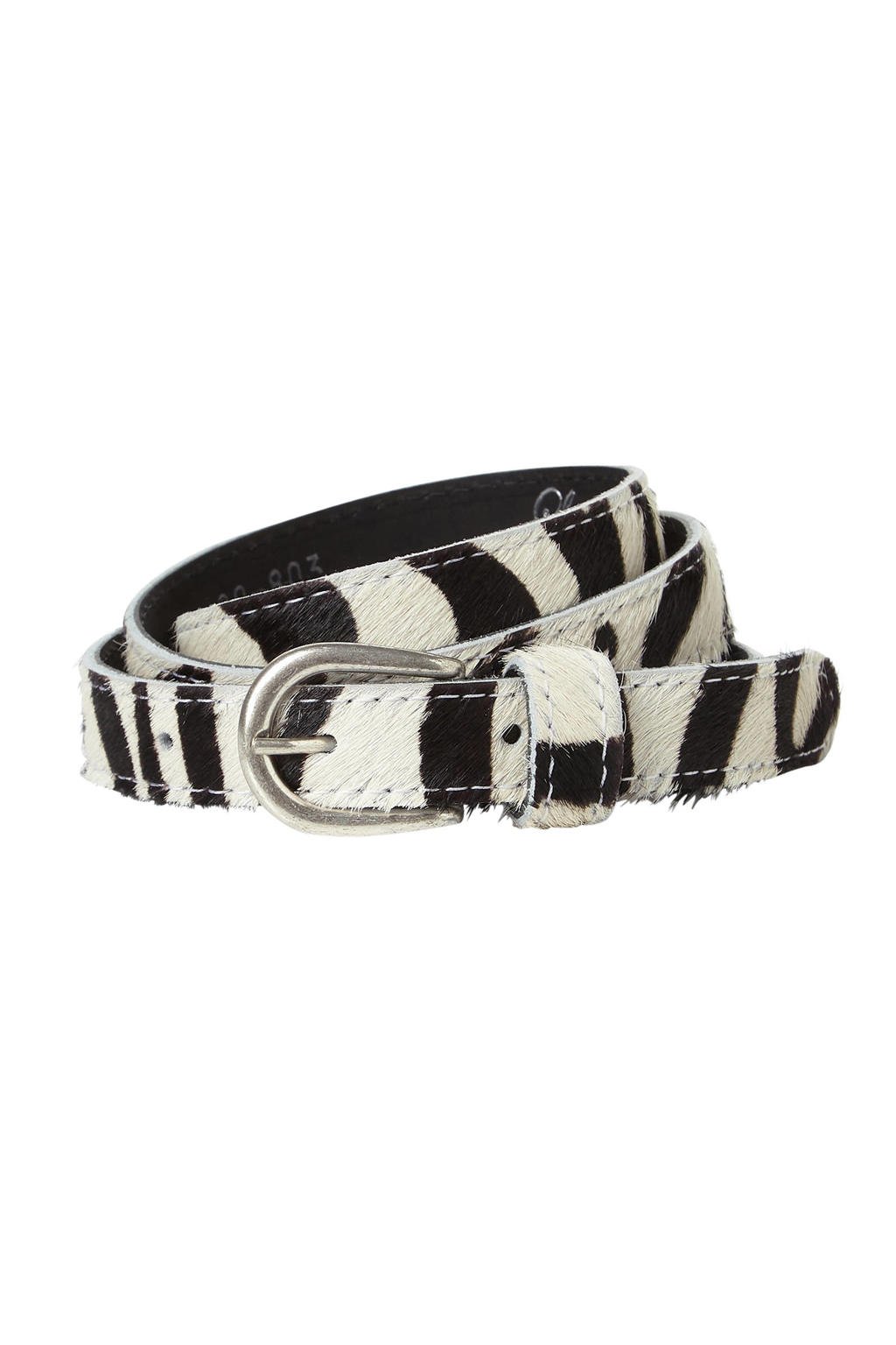 Legend leren riem zebraprint zwart/wit