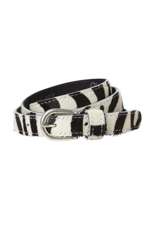 leren riem zebraprint zwart/wit