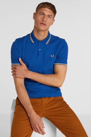 regular fit polo Twin tipped met contrastbies mid blue