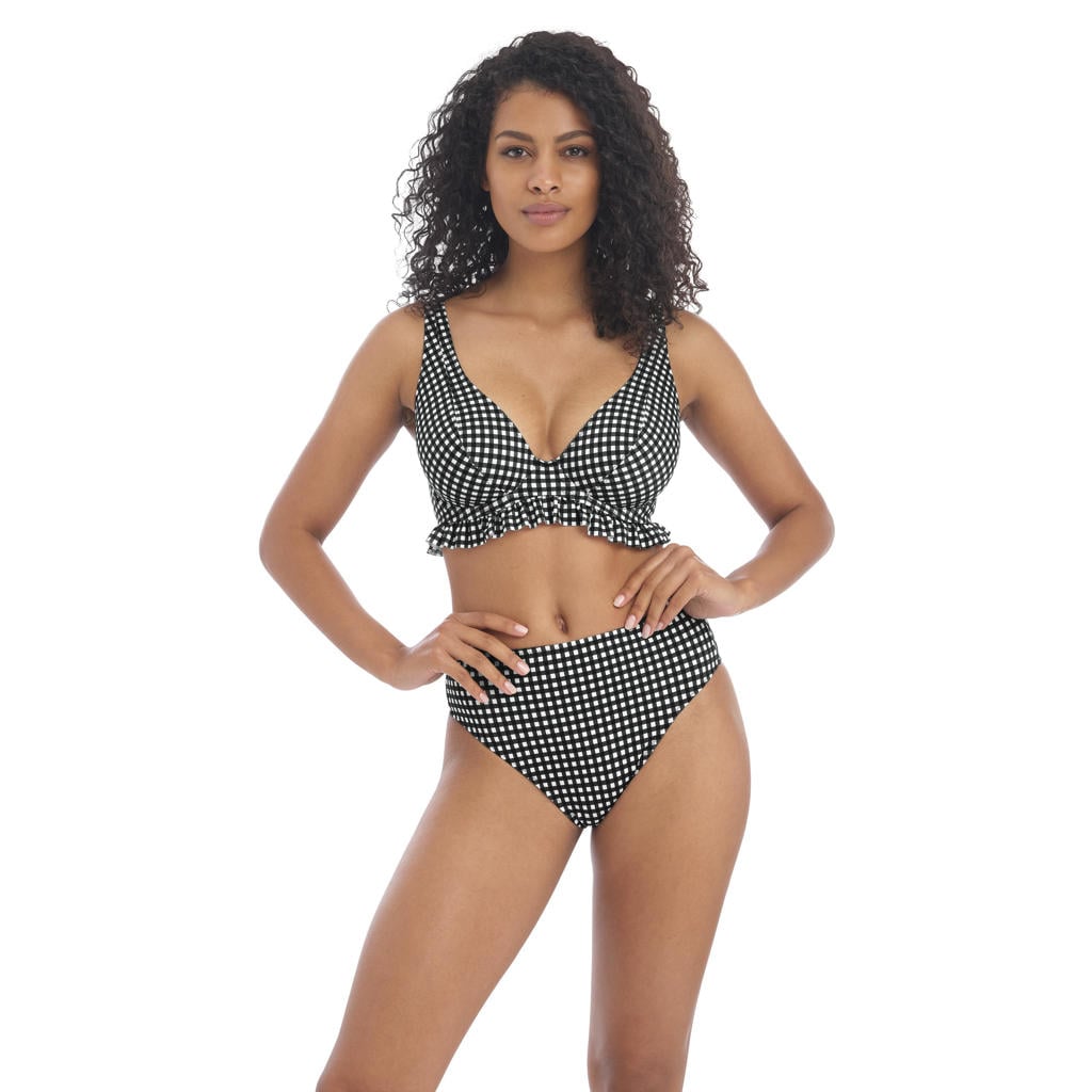 Freya niet-voorgevormde beugel bikinitop Check In zwart/wit