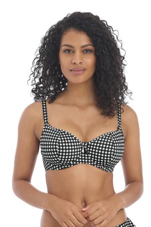 niet-voorgevormde beugel bikinitop Check In zwart/wit