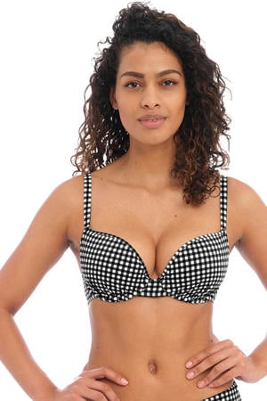 niet-voorgevormde beugel bikinitop Check In zwart/wit