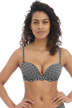 niet-voorgevormde beugel bikinitop Check In zwart/wit